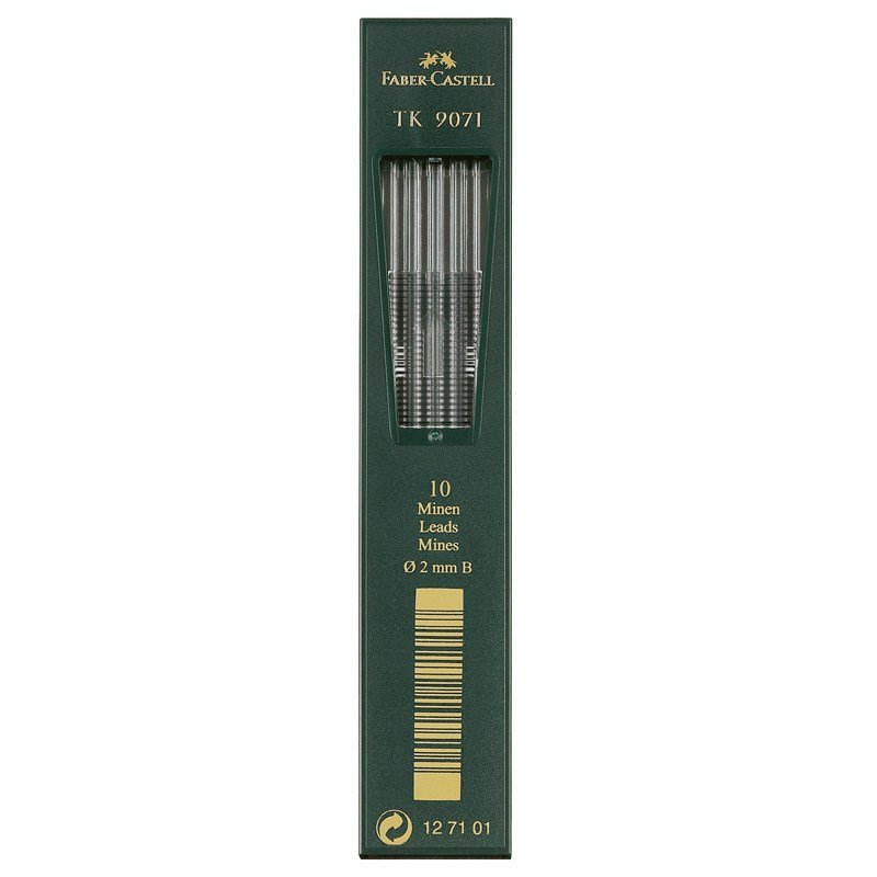 Грифели Faber-Castell \"TK 9071\" для цанговых карандашей, 10шт., 2,0мм, B